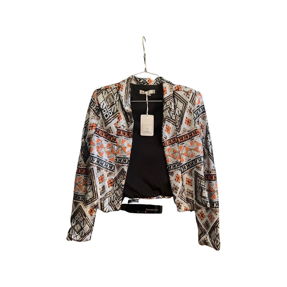 Tribal design short sequin jacket